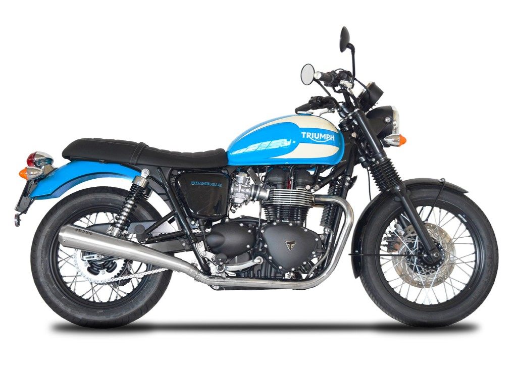 SPARK EXHAUST スパーク マフラー 2本出しサイレンサー 70’S ラテラル純正マウント用パイプ付き Bonneville T100 TRIUMPH トライアンフ スリップオンマフラー