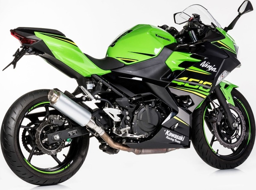 HURRIC フリック TECエキゾーストスーパーショート1スリップ(2-1) Ninja 400 Z400 KAWASAKI カワサキ スリップオンマフラー マフラー material:polished aluminium(color:silver)|ウェビック 店
