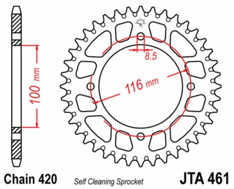 JT SPROCKETS JTスプロケット Aluminium Ultra-Light Self-Cleaning Rear Sprocket 461 - 420 KX 100 80 BIG WHEELS 19/16 STD 17/14 85 KAWASAKI カワサキ ドリブンスプロケット・リアスプロケット 駆動系 5,868円