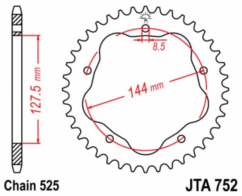 JT SPROCKETS JTスプロケット Aluminium Ultra-Light Rear Sprocket 752 - 525 1000 MONSTER S2R MULTISTRADA S 1100 HYPERMOTARD EVO SP 796 ABS 848 DARK STREETFIGHTER 939 HYPERSTRADA 996 S4R 998 S4RS DUCATI ドゥカティ ドリブンスプロケット・リアスプロケット