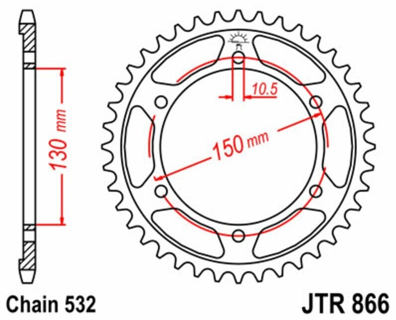 JT SPROCKETS JTスプロケット Steel Standard Rear Sprocket 866 - 532 MT-03 660 XJ 600 S DIVERSION XT R X Z TENERE ABS XTZ 750 SUPERTENERE YAMAHA ヤマハ ドリブンスプロケット・リアスプロケット 駆動系