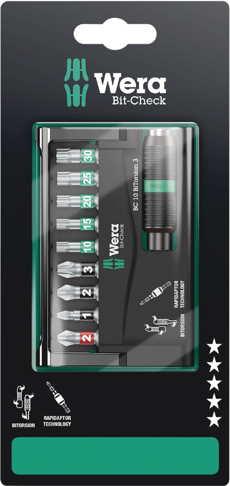 WERA ヴェラ 10点入 差込角1/4inch ビットセット セット工具｜ウェビック　店
