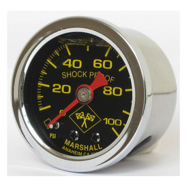 MARSHALL マーシャル 油圧ゲージ 0-100PSI【OIL PRESSURE GAUGE 0-100 PSI】 油圧計 冷却関連 エンジン COLOR：MIDNIGHT； STAINLESS HOUSING