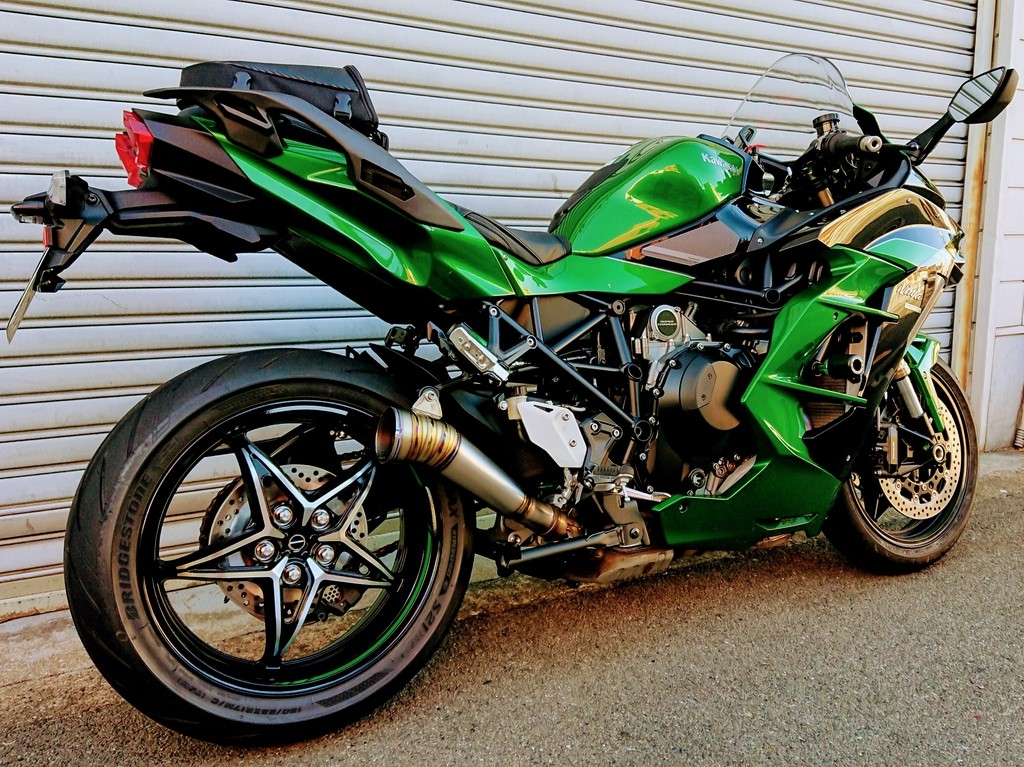 ASAHINA RACING アサヒナレーシング フルチタンGPメガフォンスリップオン H2 SX KAWASAKI カワサキ スリップオンマフラー マフラー画像