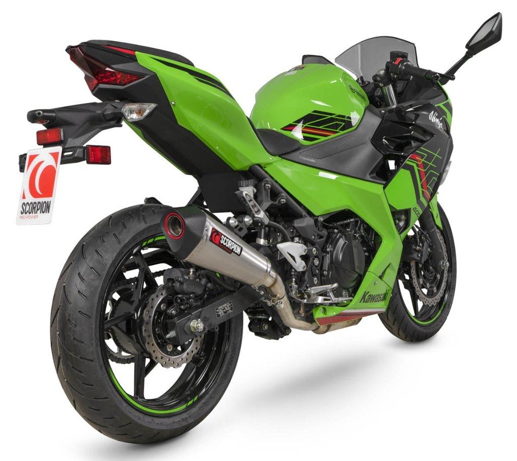SCORPION スコーピオン セルケトテーパー スリップオンマフラー Ninja 400 KAWASAKI カワサキ マフラー タイプ：Titanium Sleeve／重量：1.83kg