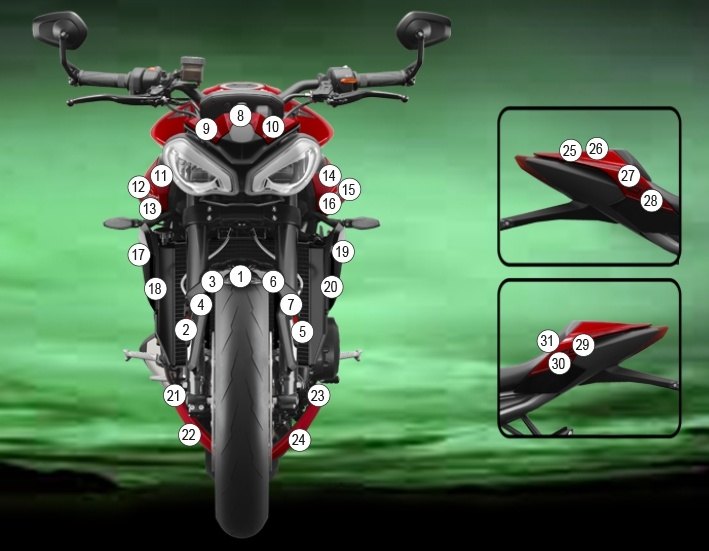 EAZI-GUARD イージーガード 車種別ストーンチッププロテクションフィルム STREET TRIPLE 765 TRIUMPH トライアンフ プロテクションフィルム・保護フィルム 外装