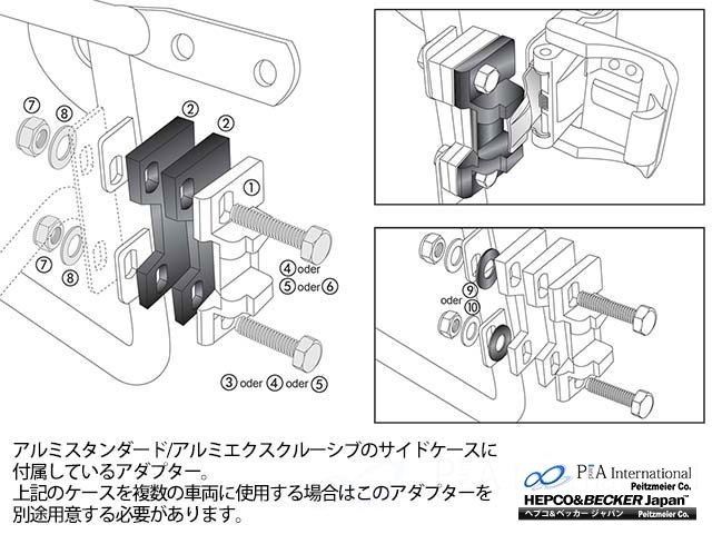 HEPCO＆BECKER ヘプコ＆ベッカー サイドケースホルダー用アダプター ヘプコ＆ベッカーサイドケース アルミスタンダード／アルミエクスクルーシブ その他パニアケースオプション・補修部品 車体用バッグ・ケース