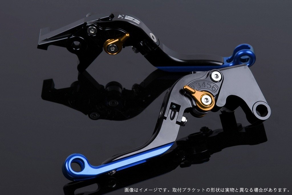 SPEEDRA スピードラ アジャストレバー 可倒延長式 スクランブラーカフェレーサー DUCATI ドゥカティ ブレーキレバー ハンドル周辺パーツ ハンドル レバー本体カラー：ブラック / アジャスターカラー：ゴールド / エクステンションカラー：ブルー