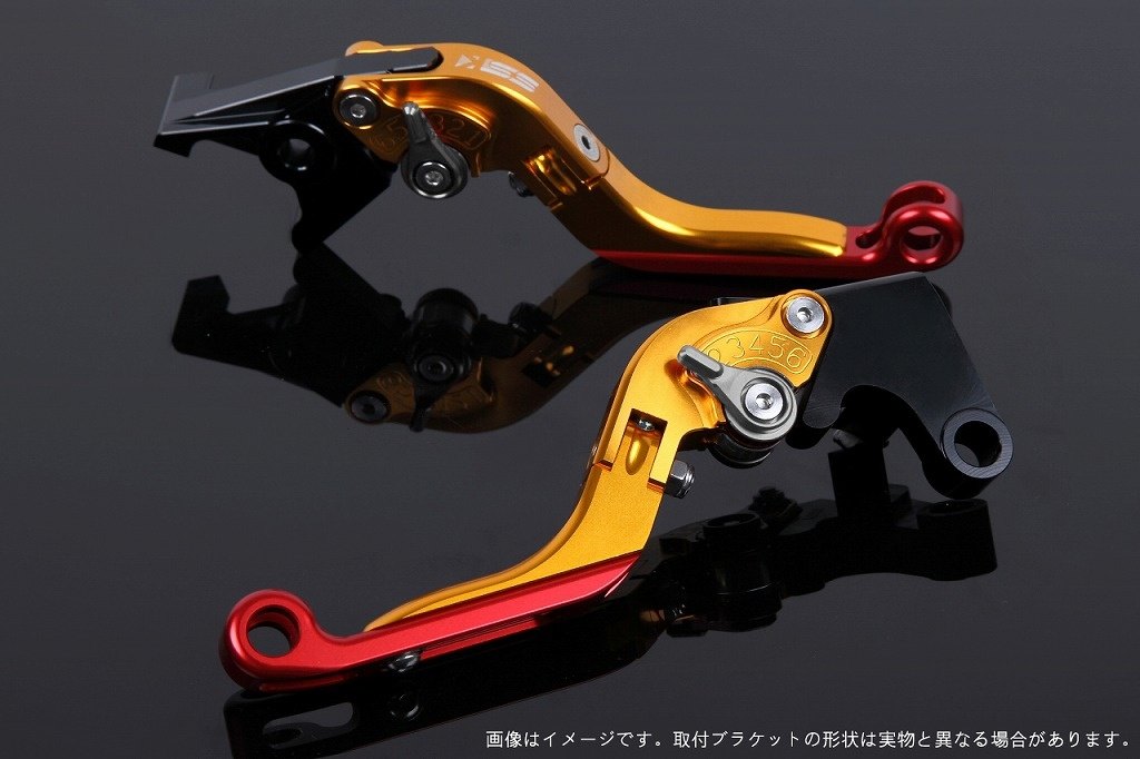 SPEEDRA スピードラ アジャストレバー 可倒延長式 スクランブラーカフェレーサー DUCATI ドゥカティ ブレーキレバー ハンドル周辺パーツ ハンドル レバー本体カラー：ゴールド / アジャスターカラー：チタン / エクステンションカラー：レッド