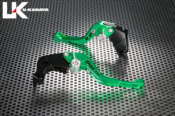 U-KANAYA ユーカナヤ GPタイプ アルミビレットレバーセット CB1000F HONDA ホンダ ブレーキ・クラッチレバーセット ハンドル周辺パーツ ハンドル レバーカラー：グリーン / アジャスターカラー：チタンカラー / レバータイプ：ショート（レバー部全長：約143mm）