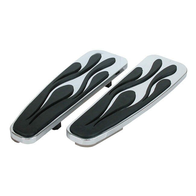 MCS エムシーエス フレームフロアボード クローム【CHROME FLAME FLOORBOARDS】 86-17 FL SOFTAIL; 80-17 FLT/TOURING HARLEY-DAVIDSON ハーレーダビッドソン フロアボード・ステップボード ステップ 足回り|ウェビック 店