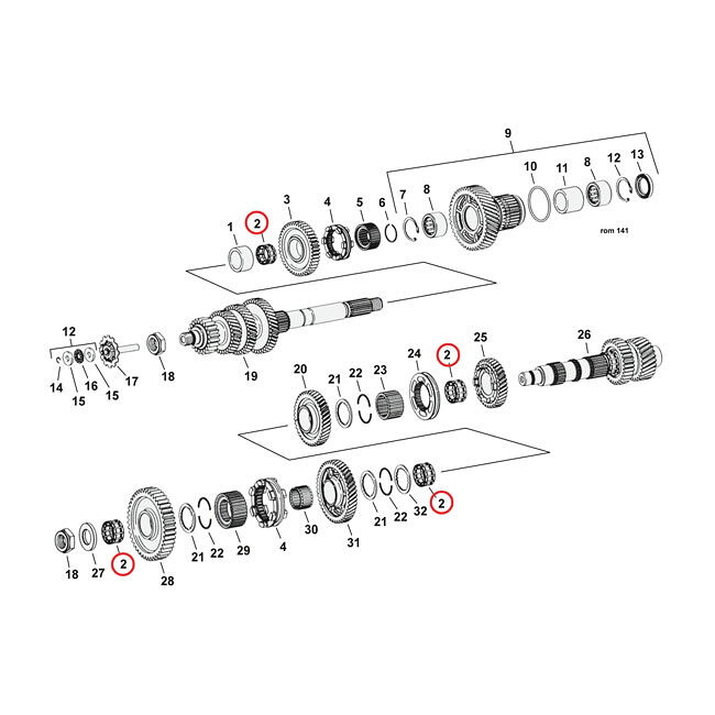 MCS エムシーエス ニードルベアリング メイン＆カウンタシャフト【NEEDLE BEARING MAIN ＆ COUNTER SHAFTS】 06-16 DYNA； 07-16 SOFTAIL FLT／TOURING HARLEY-DAVIDSON ハーレーダビッドソン ミッション・ギア エンジンパーツ エンジン