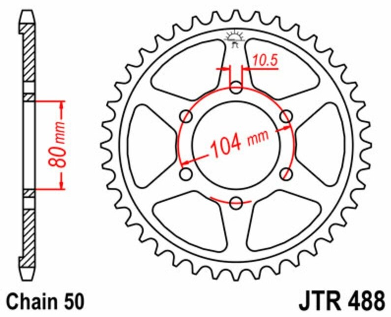 JT SPROCKETS JTスプロケット Steel Standard Rear Sprocket 488 - 530 KZ650 C1、C2、C3 Custom USA仕様 Z650 C1-C3 ZXR750 R K1ZX ZRX1200 RZR1200 A1-A5 SZR1200S B1P、B2P、B3P Japan仕様 S KAWASAKI カワサキ ドリブンスプロケット・リアスプロケット 駆動系