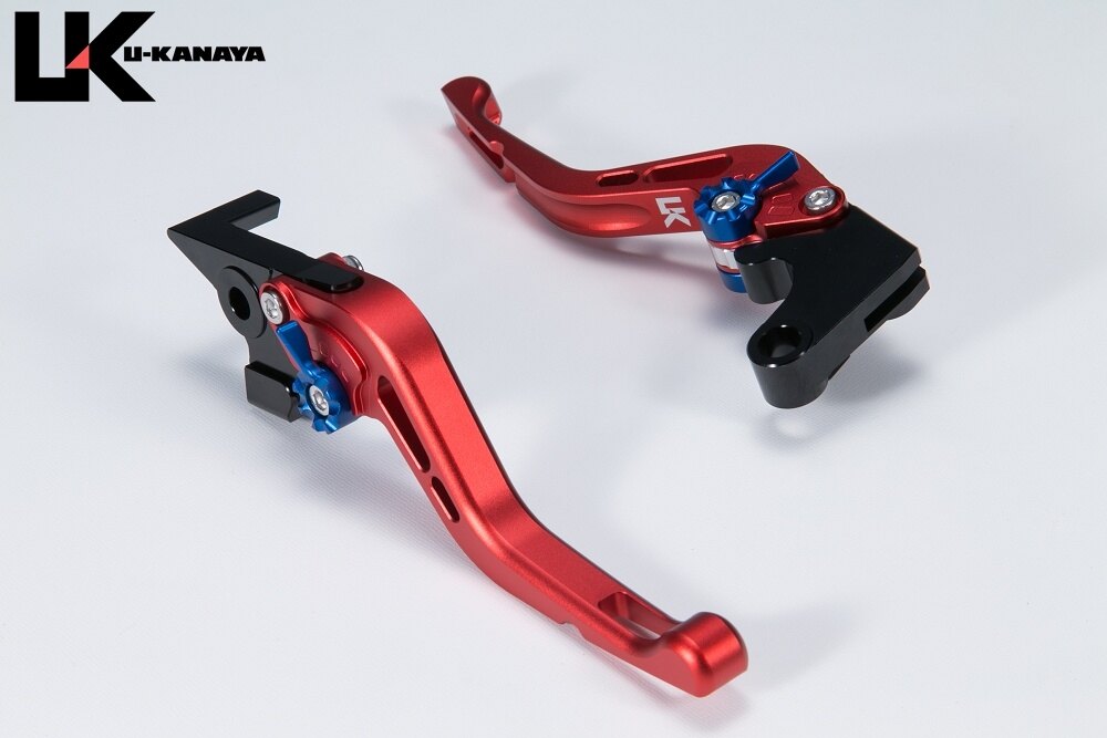 U-KANAYA ユーカナヤ GPタイプ アルミビレットレバーセット マットカラー CB1000F HONDA ホンダ ブレーキ・クラッチレバーセット ハンドル周辺パーツ ハンドル レバーカラー：マットレッド / アジャスターカラー：マットチタンカラー
