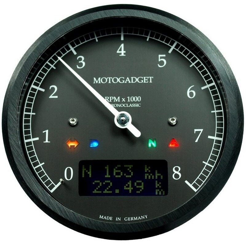 Motogadget モトガジェット Chronoclassic 8 Darkedition (Dark Lcd) Black | 2004058 多機能タコ・スピードデジタルメーター メーター・インジケーター関係 電装系