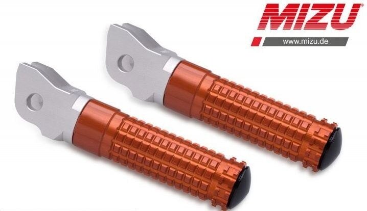 MiZU ミズ Race driver’s footpeg，including ABE，Silver/Orange 125 DUKE 1290 SUPER GT R 390 690 SMC 690SMC 790 RC390 KTM フットペグ ステップ 足回り