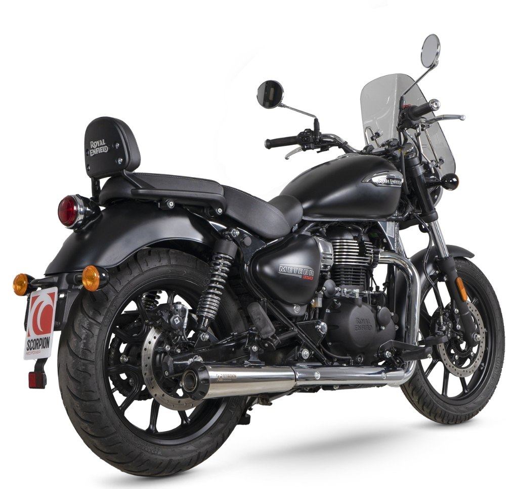 SCORPION スコーピオン レッドパワー スリップオンマフラー Meteor 350 ROYAL ENFIELD ロイヤルエンフィールド マフラー タイプ：Polished Stainless Sleeve
