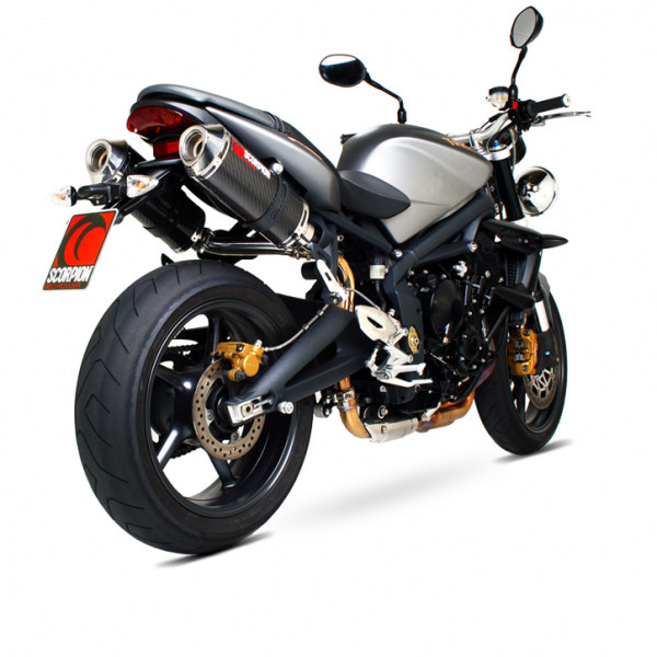 SCORPION スコーピオン ファクトリーラウンド ツイン スリップオンマフラー Street Triple 675 TRIUMPH トライアンフ マフラー