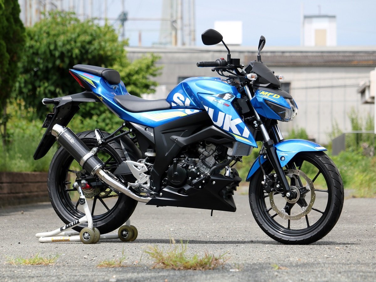 WR’S ダブルアールズ ラウンドタイプ フルエキゾーストマフラー GSX-S125 GSX-S150 SUZUKI スズキ マフラー タイプ：カーボンサイレンサー仕様