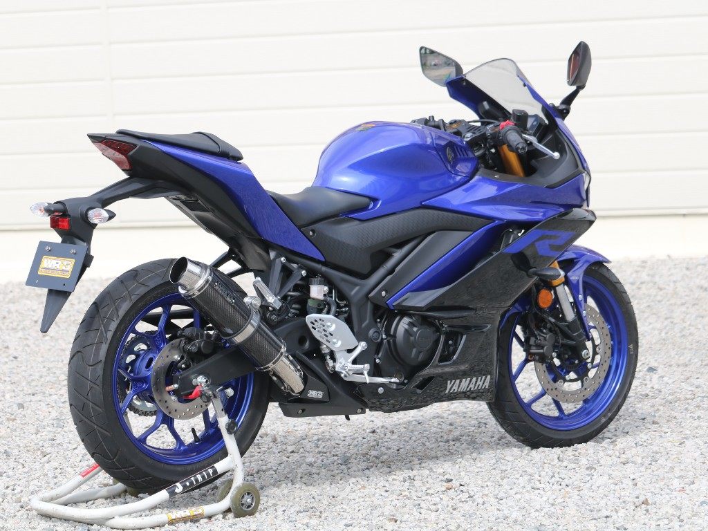 WR’S ダブルアールズ ラウンドタイプサイレンサー YZF-R25 YZF-R3 YAMAHA ヤマハ スリップオンマフラー マフラー サイレンサータイプ：カーボン