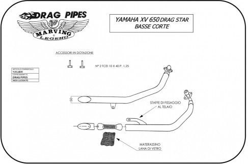 Marving マーヴィング フルシステム Drag pipes low short XVS 650 DRAG STAR YAMAHA ヤマハ フルエキゾーストマフラー マフラー