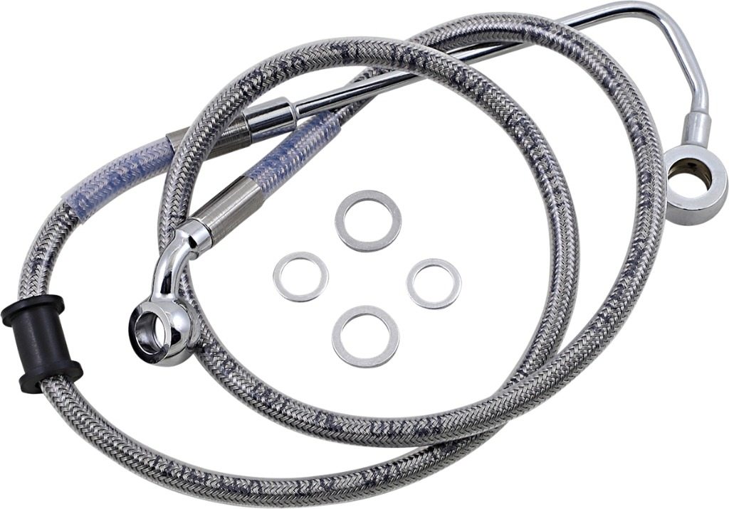 Drag Specialties ドラッグスペシャリティーズ Extended Length Stainless Steel フロントブレーキホース［1741-5778］ Softail Fat Boy EFI FLSTFI S FLSTFBS Breakout FXSB Lo FLSTFB Slim FLSS HARLEY-DAVIDSON ハーレーダビッドソン ブレーキホース・クラッチホース｜ウェビック　店