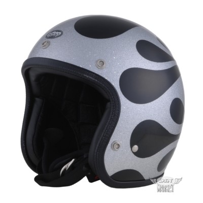 DIN MARKET ディンマーケット AVENGER HELMETS FLAMES SILVER ジェットヘルメット ヘルメット|ウェビック 店
