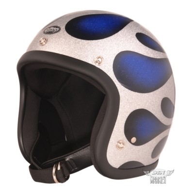 DIN MARKET ディンマーケット AVENGER HELMETS FLAMES BLUE ジェットヘルメット ヘルメット