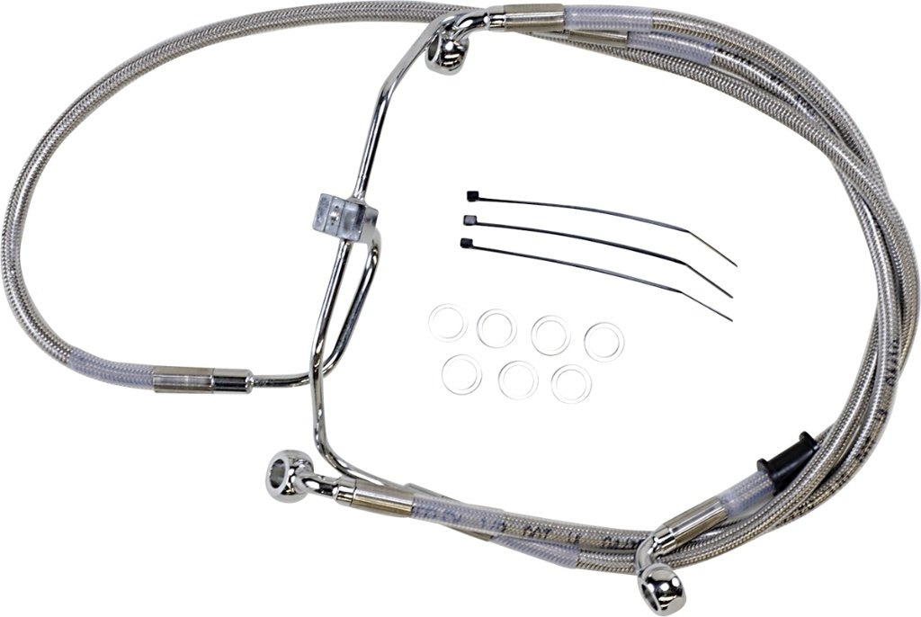 Drag Specialties ドラッグスペシャリティーズ Extended Length Stainless Steel フロントブレーキホースキット［1741-2904］ Fat Bob FXDF HARLEY-DAVIDSON ハーレーダビッドソン ブレーキホース・クラッチホース ブレーキ｜ウェビック　店