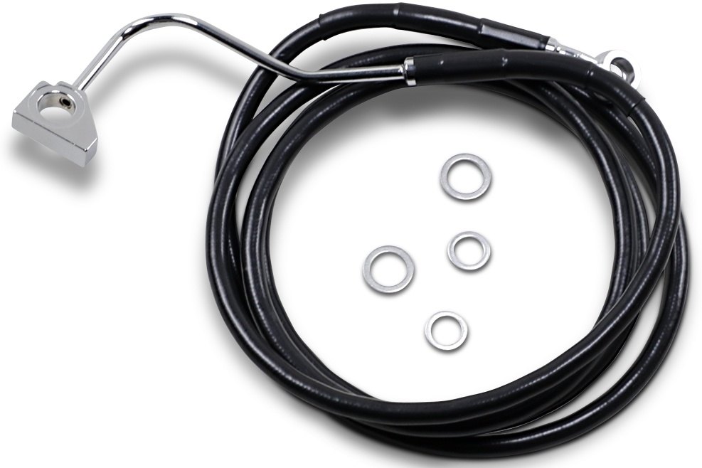 Drag Specialties ドラッグスペシャリティーズ Extended Length Black Vinyl フロントブレーキホースキット［1741-3999］ HARLEY-DAVIDSON ハーレーダビッドソン ブレーキホース・クラッチホース ブレーキ｜ウェビック　店