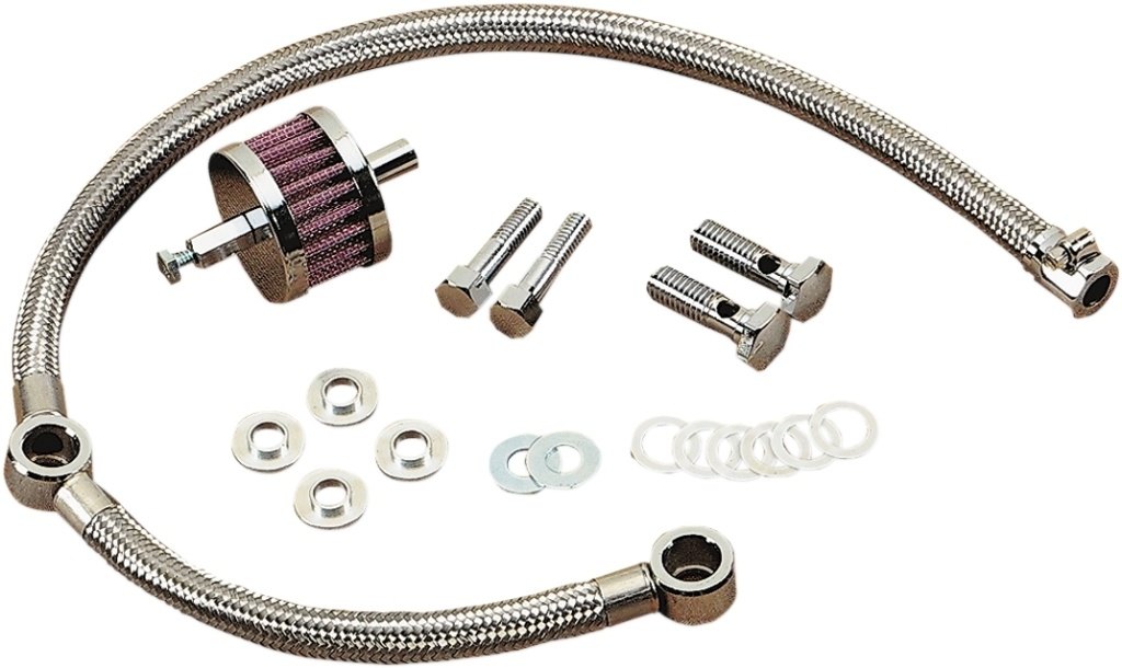 Drag Specialties ドラッグスペシャリティーズ Braided Hose Crankcase Breather Kit［DS289118］ HARLEY-DAVIDSON ハーレーダビッドソン ブリーザーキット エンジンパーツ エンジン