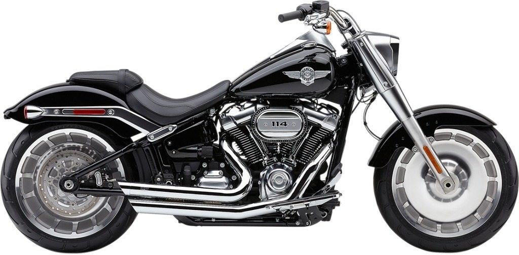 COBRA コブラ Speedster Slashdown フルエキゾーストマフラー Softail Fat Boy 114 FLFBS Breakout FXBRS FLFB FXBR HARLEY-DAVIDSON ハーレーダビッドソン マフラー Color/Finish：Chrome(End Cap Color/Finish：Black)［1800-2323］｜ウェビック　店