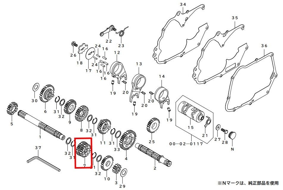 SP武川 SPタケガワ メインシャフト 3RD/4THギア モンキー HONDA ホンダ ミッション・ギア エンジンパーツ エンジン