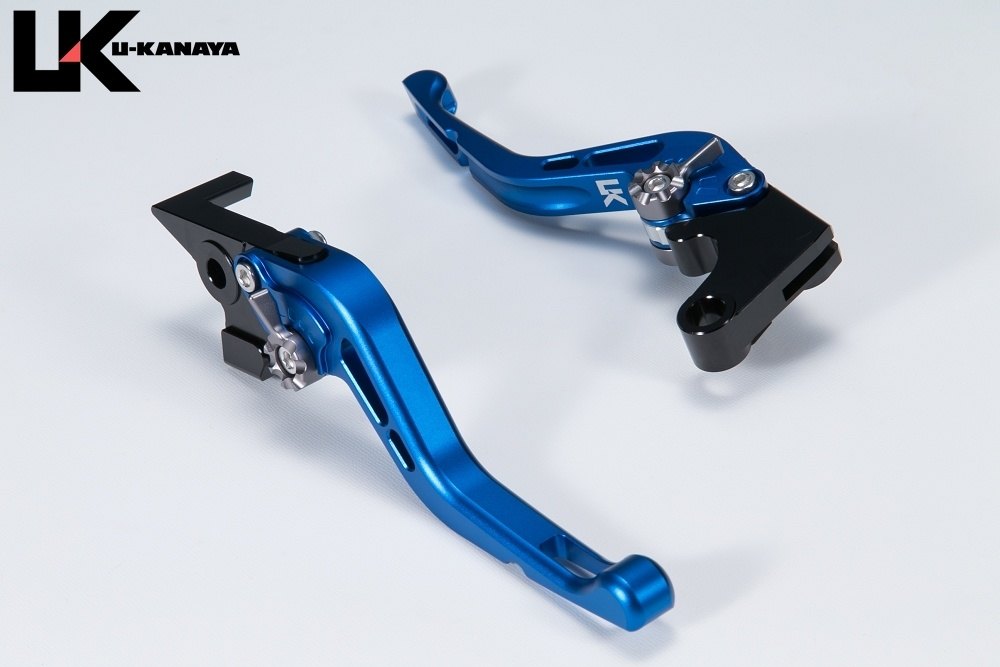 U-KANAYA ユーカナヤ GPタイプ ショートアルミビレットレバーセット YZF-R15 YZF-R15M YAMAHA ヤマハ ブレーキ・クラッチレバーセット ハンドル周辺パーツ ハンドル レバーカラー：マットブルー / アジャスターカラー：マットブルー
