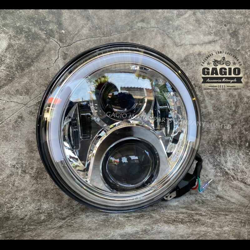 GAGIO MOTOR PARTS ガジオモーターパーツ LED Projector headlights， size 7 inches， silver face， lower light ヘッドライト 灯火類 電装系
