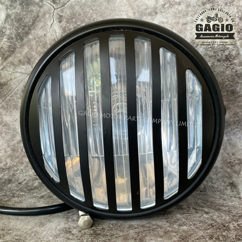 GAGIO MOTOR PARTS ガジオモーターパーツ 6.5 inch round headlights， clear lens with grille cover ヘッドライト 灯火類 電装系
