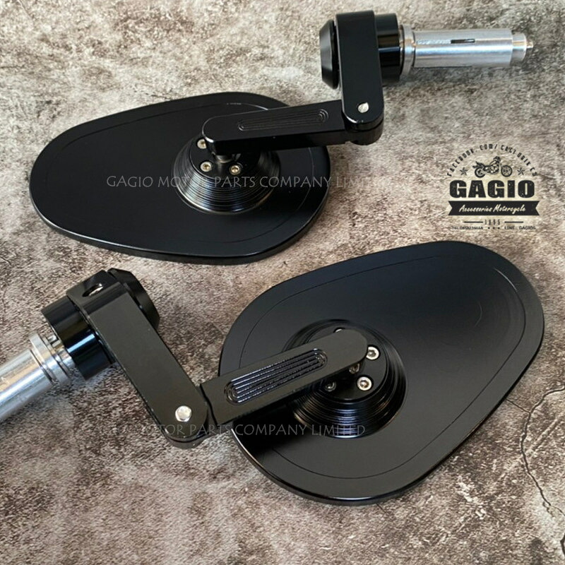 GAGIO MOTOR PARTS ガジオモーターパーツ CNC handlebar end mirrors, Bodhi leaf-type, adjustable leg. バーエンドミラー ハンドル|ウェビック 店