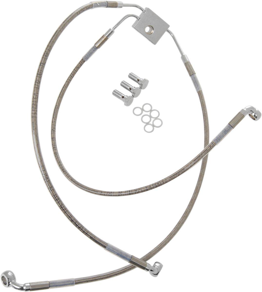 Drag Specialties ドラッグスペシャリティーズ フロントブレーキホース UP＋4 ステンレス FXDF 2002-17 【LINE BR F FXDF2-17SS UP+4 [1741-3825]】 Dyna Fat Bob EFI - 2012 2017 HARLEY-DAVIDSON ハーレーダビッドソン ブレーキホース・クラッチホース ブレーキ
