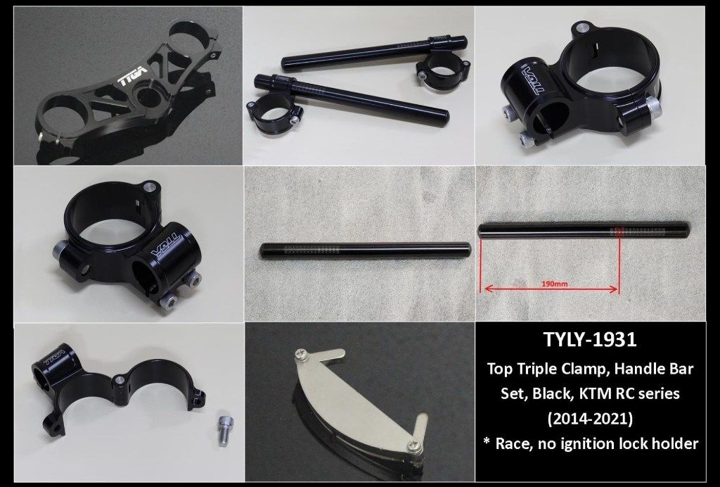TYGA PERFORMANCE タイガパフォーマンス トップブリッジ (レース)/ハンドルクランプ Set ブラック KTM RCシリーズ 2014-2021 RC125 RC200 RC250 RC390 ハンドル周辺パーツ ハンドル