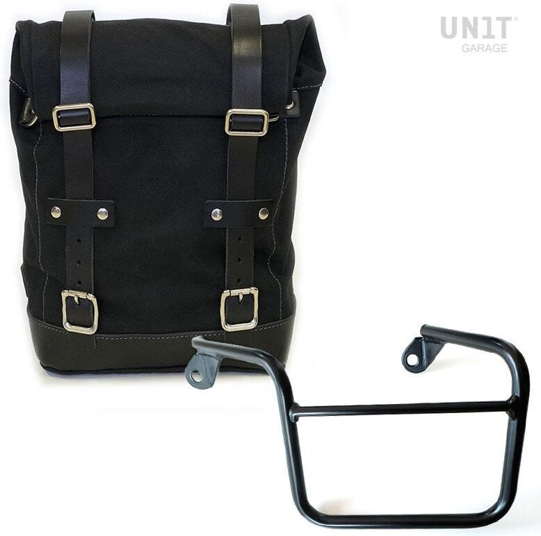 UNIT GARAGE ユニットガレージ Unit Garage Side Pannier Canvas + Left Subframe Mash， Black/Black | U001+2600SX-Black-Black サイドバッグ 車体用バッグ・ケース