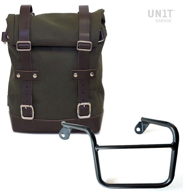 UNIT GARAGE ユニットガレージ Unit Garage Side Pannier Canvas + Left Subframe Mash, Green/Brown | U001+2600SX-Green-Brown サイドバッグ 車体用バッグ・ケース