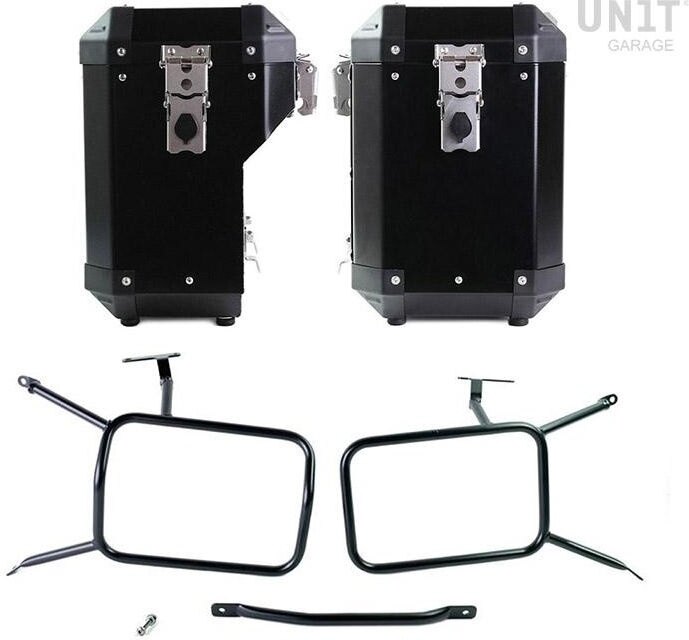 UNIT GARAGE ユニットガレージ Unit Garage Pair of aluminium Panniers Atlas 47L+41L with Inox Subframe NineT-Series， Black + Frames | AL2C_BL+1641-Black-Panniers+Black-Frames パニアケース 車体用バッグ・ケース