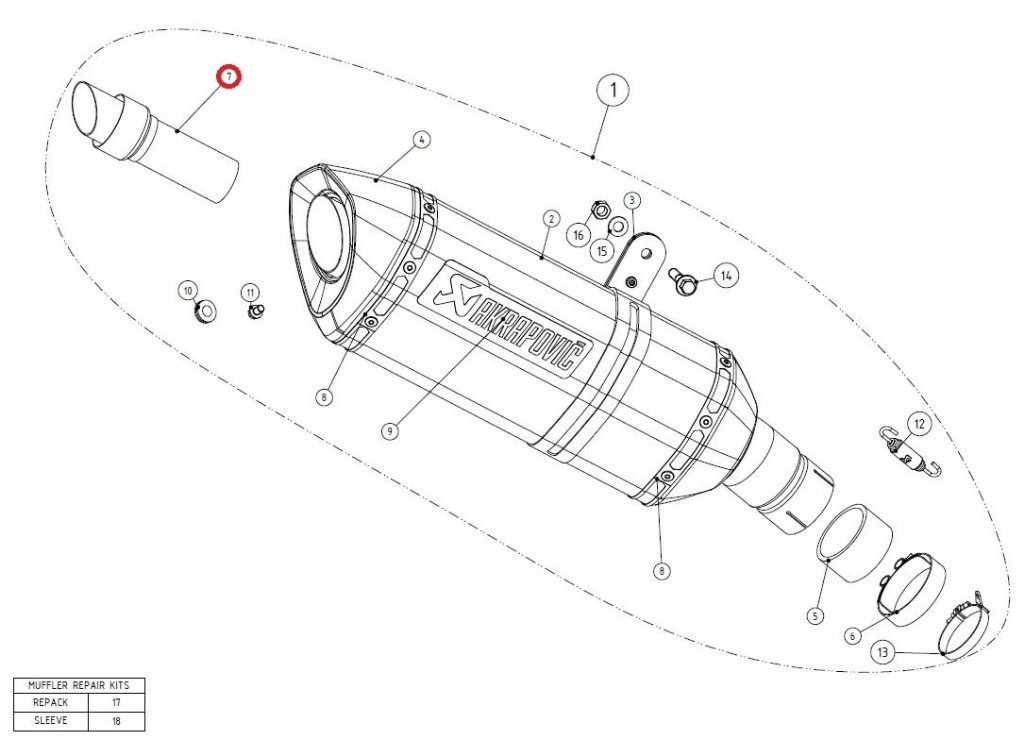 AKRAPOVIC アクラポビッチ 【リペアパーツ】V-TUV081 insert SS GSX-R1000 SUZUKI スズキ バッフル・インナーサイレンサー マフラー
