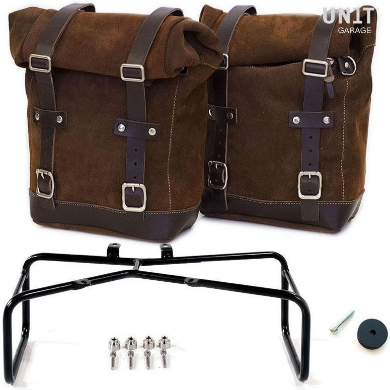 UNIT GARAGE ユニットガレージ Unit Garage Two Waxed suede Side Panniers + Double Subframe NineT， ColoradoBrown | 2xU002+1626+A2-ColoradoBrown サイドバッグ 車体用バッグ・ケース