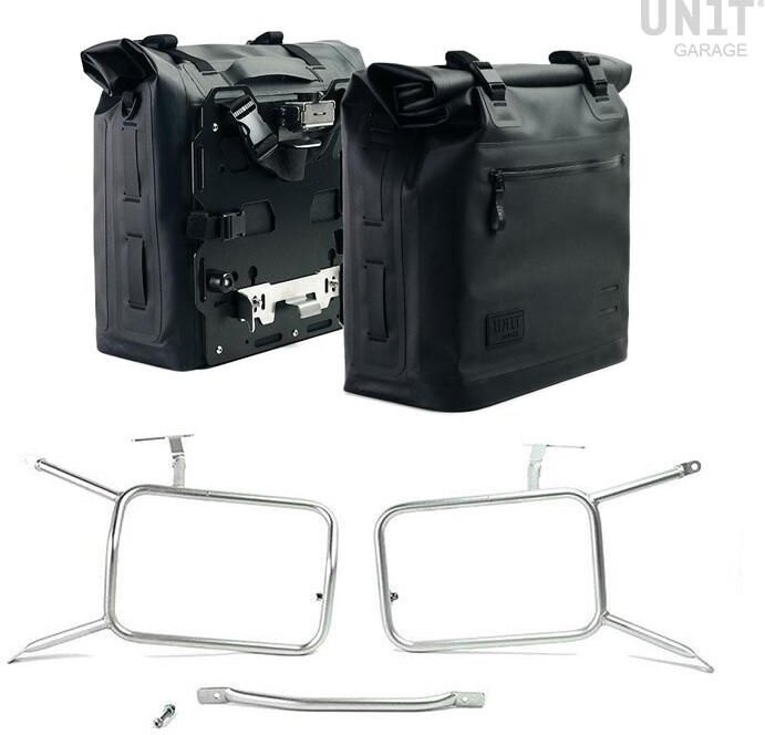 UNIT GARAGE ユニットガレージ Unit Garage Two Khali side panniers in TPU 35L - 45L + Pair of aluminium plates with Inox Subframe NineT-Series, Black Panniers Silver Frames | 2xUG002+AL0C+1641-Black-Panniers+Silver-Frames サイドバッグ 車体用バッグ・ケース|ウェビック 店