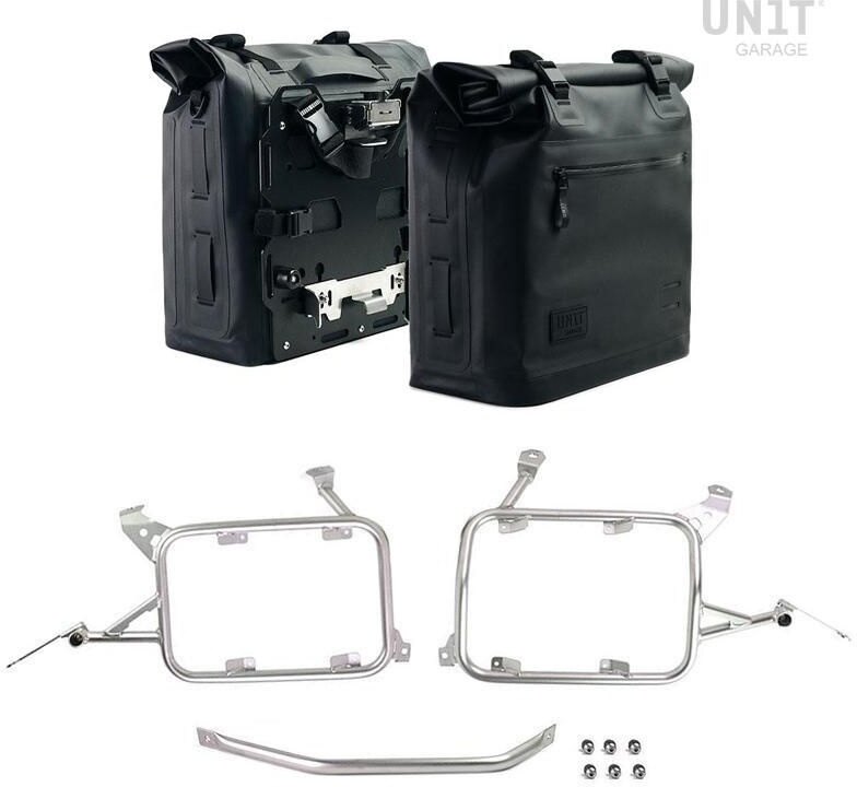 UNIT GARAGE ユニットガレージ Unit Garage Two Khali side panniers in TPU 35L - 45L + Pair of aluminium plates with Inox Subframe R1200GS LC R1250GS & ADV， Black Panniers Silver Frames | 2xUG002+AL0C+1927-Black-Panniers+Silver-Frames サイドバッグ｜ウェビック　店 142,490円