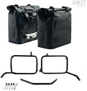 UNIT GARAGE ユニットガレージ Unit Garage Two Khali side panniers in TPU 35L - 45L + Pair of aluminium plates with Inox Subframe Moto Guzzi V85TT | 2xUG002+AL0C+2252_BL サイドバッグ 車体用バッグ・ケース｜ウェビック　店