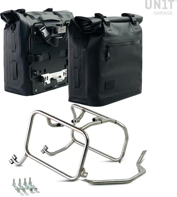 UNIT GARAGE ユニットガレージ Unit Garage Two Khali side panniers in TPU 35L - 45L + Pair of aluminium plates with HUSQVARNA frame, Silver | 2xUG002+AL0C+3005-Silver サイドバッグ 車体用バッグ・ケース|ウェビック 店