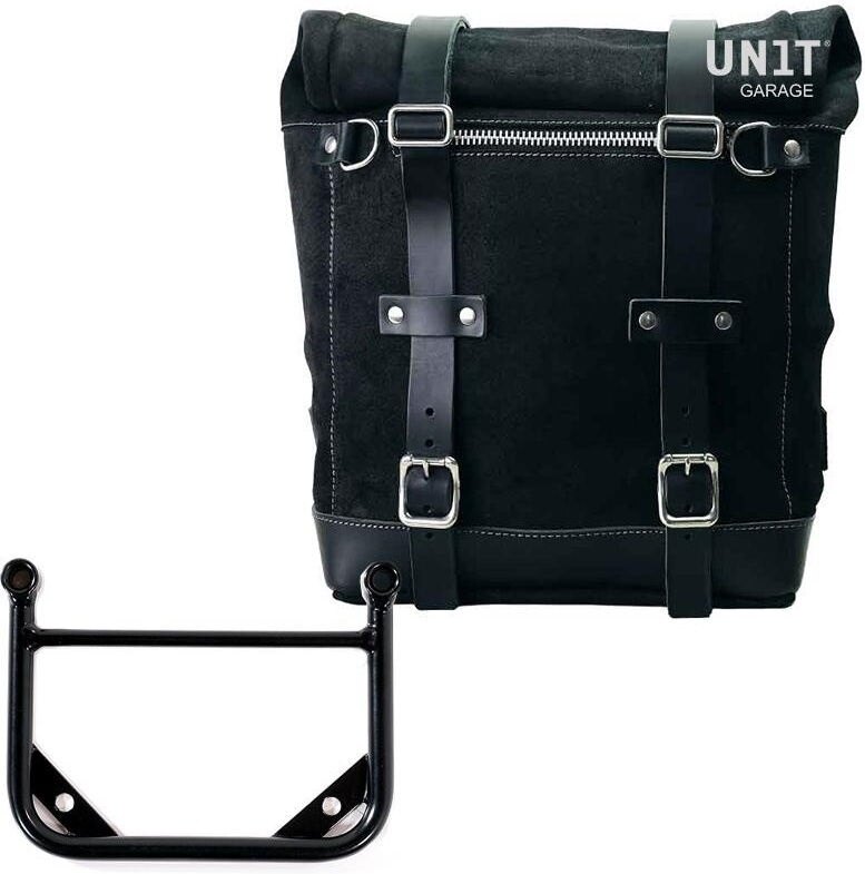 UNIT GARAGE ユニットガレージ Unit Garage Waxed suede side pannier Scram 22L-30L + Universal frame， JetBlack | U202+1006-JetBlack サイドバッグ 車体用バッグ・ケース