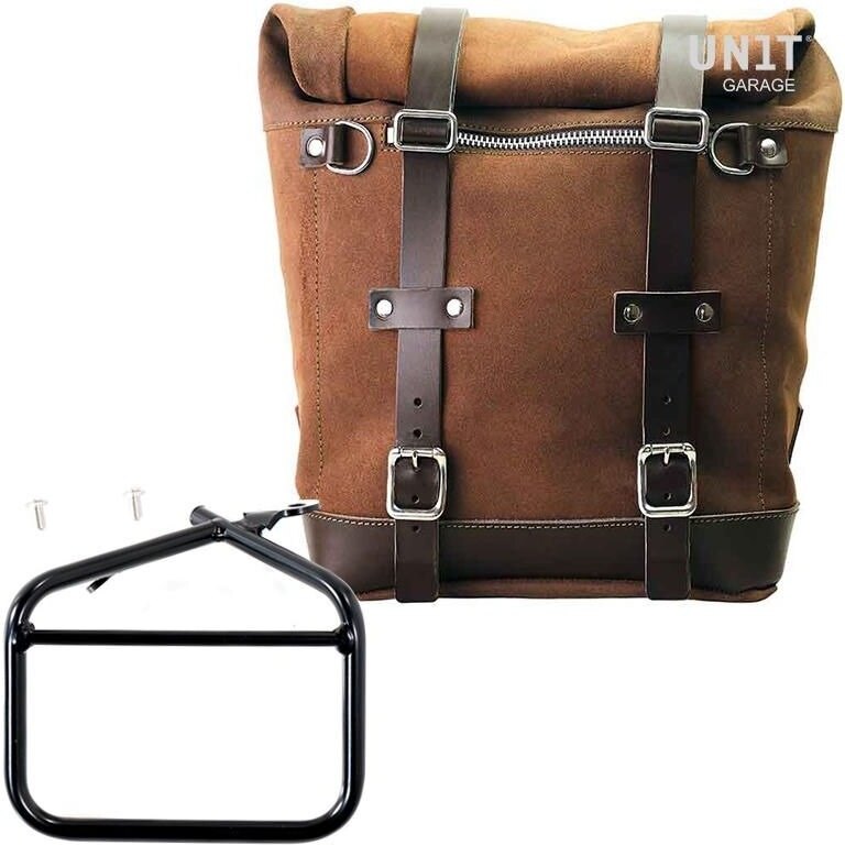 UNIT GARAGE ユニットガレージ Unit Garage Waxed suede side pannier Scram 22L-30L + Left subframe Ducati Scrambler Series, ColoradoBrown | U202+1007-ColoradoBrown サイドバッグ 車体用バッグ・ケース|ウェビック 店